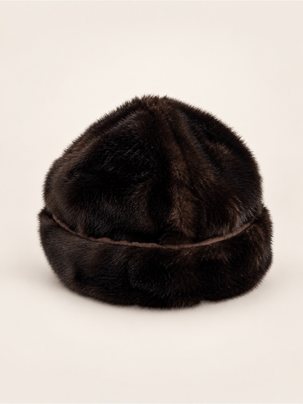 Genuine Dark Brown Mink Fur Pillbox Hat